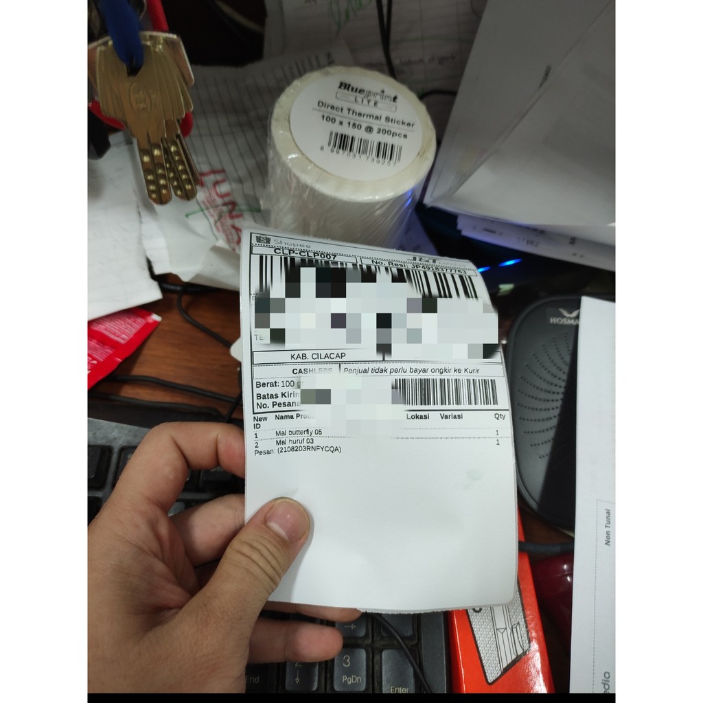 

label sticker blue print lite thermal 10x15 cm isi 200 tempel