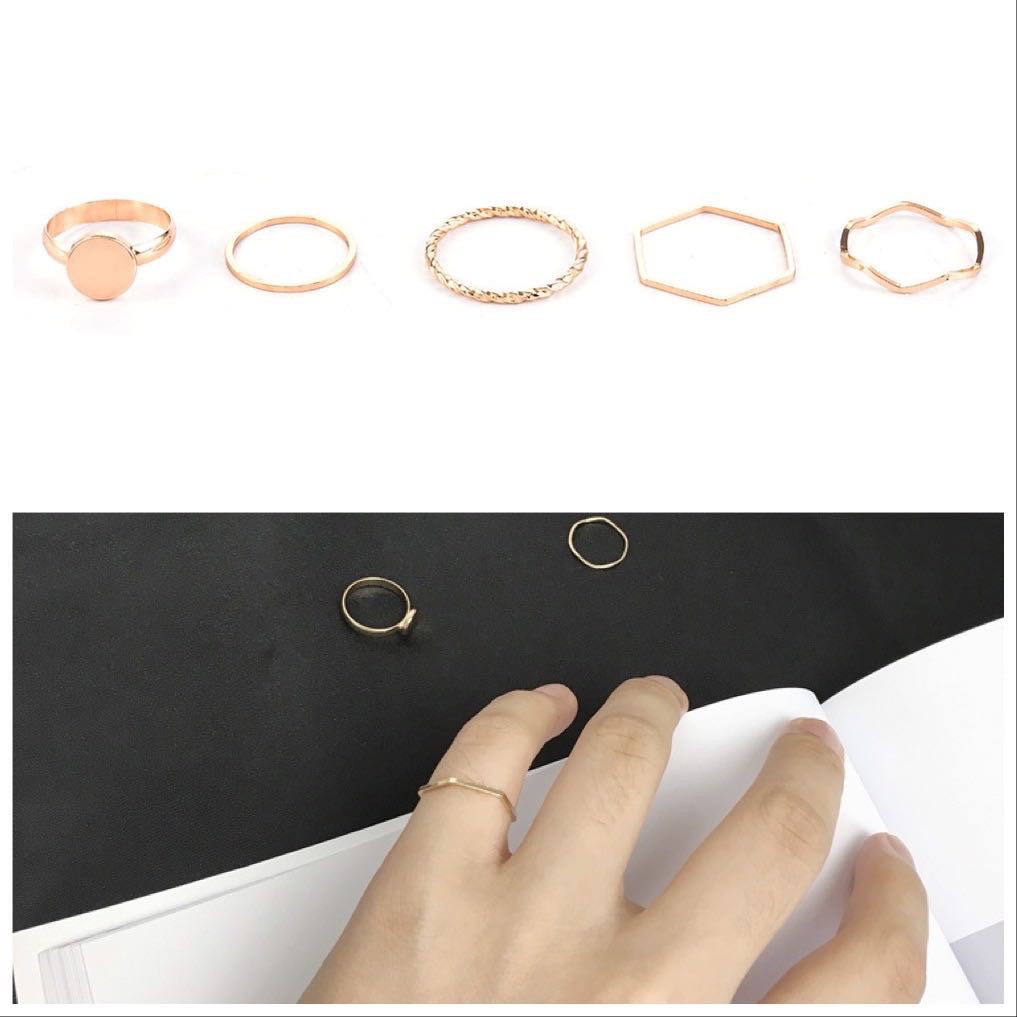 5pcs/cincin wanita fashion perhiasan korea hip hop cincin logam