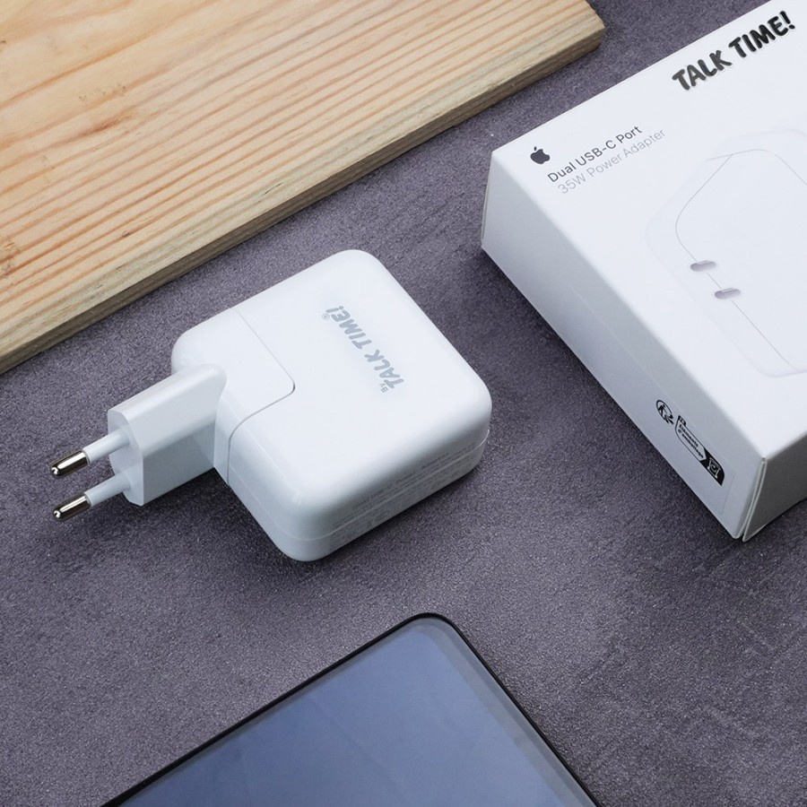 BATOK CHARGER  KEPALA CHARGER DUAL PORT USB C 35W HEAD TC TALKTIME 2USB-C 35W CHARGER 35 WATT