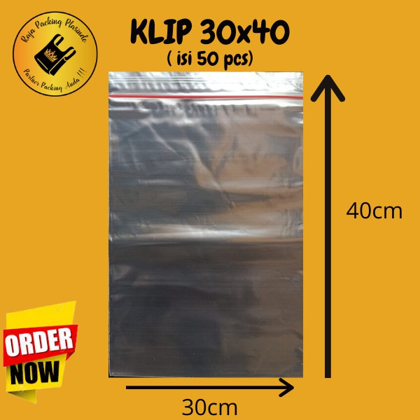 &lt; isi 50pc&gt; Plastik KlipZiplock  Uk 30x40 tebal 0,4 / plastik baju / plastik cetik promo termurah