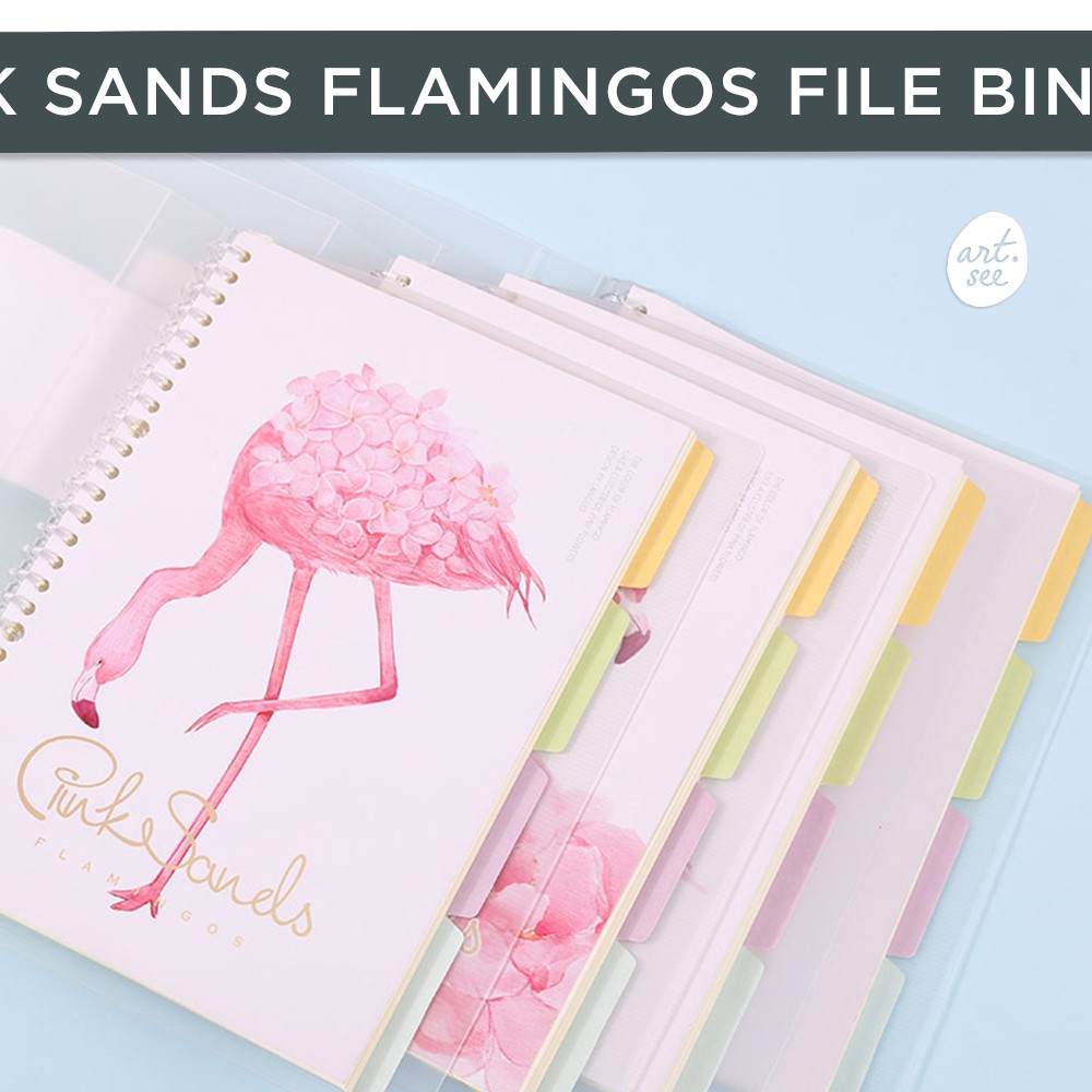

Pink Sands Flamingos File Binder