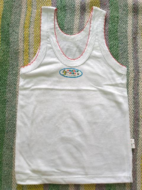 Kaos Dalam Anak Bayi Singlet Wonder Bahan Katun Putih S M L XL