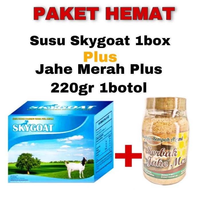 

PAKET HEMAT Susu Sky Goat 1 Box + Jahe Merah Plus Toples 220gr 1 Botol