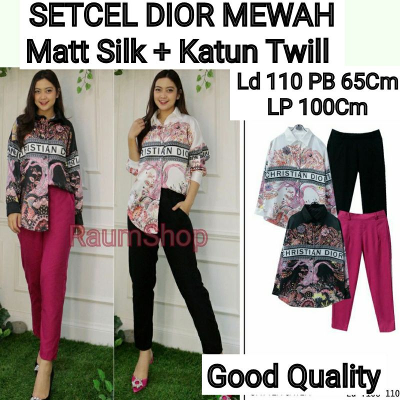 SETCEL Wanita Christi@nDior* SET CEL Kemeja DIOR Ld 110Cm Import Terbaru Fashion Blouse Kemeja Baju 