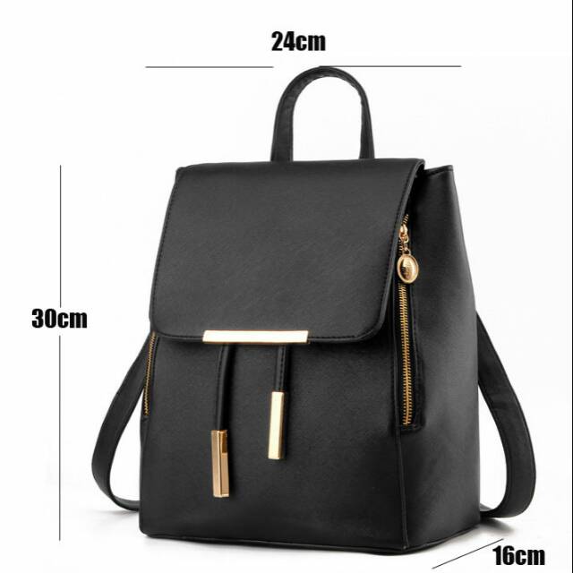 Tas Kulit Ransel Wanita Japan Style - Black