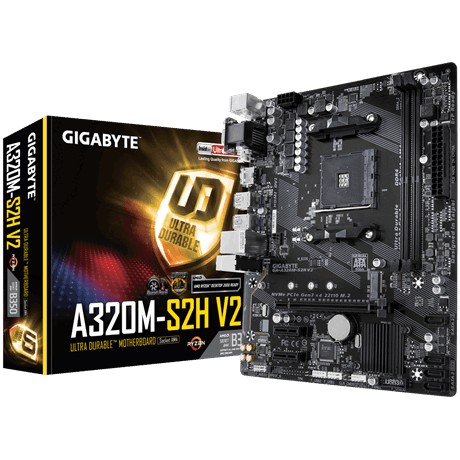 Gigabyte GA-A320M-S2H-V2 Motherboard AMD (AM4,AMD Promontory B350, DDR4, USB3.1, SATA)Mainboard Mobo
