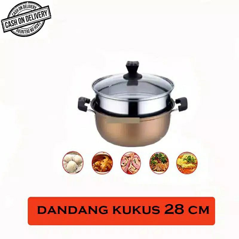 Panci  ,  Kukus , 28 CM , Pot Steamer  ,  Pengorengan  , Dandang  , kukusan , Stainles