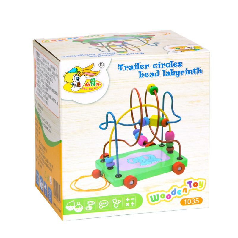 MAINAN EDUKASI KERETA KAWAT ALUR MENCARI JALAN / WOODEN TOYS TRAILER CIRCLES BEAD LABYRINTH