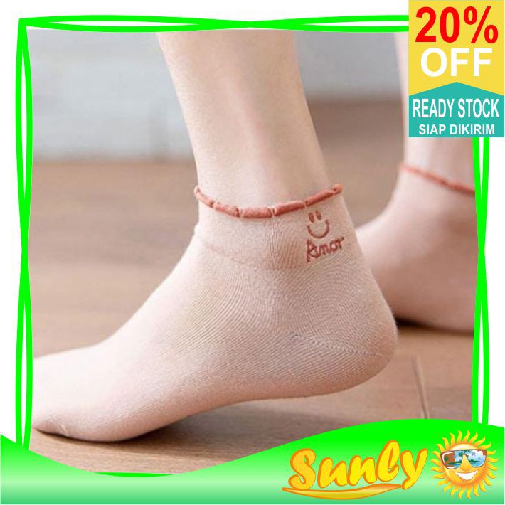 ☀ Sunly ☀ A045 Kaos Kaki Pendek Motif Smile Semata Kaki Kaoskaki Unisex Pria Wanita