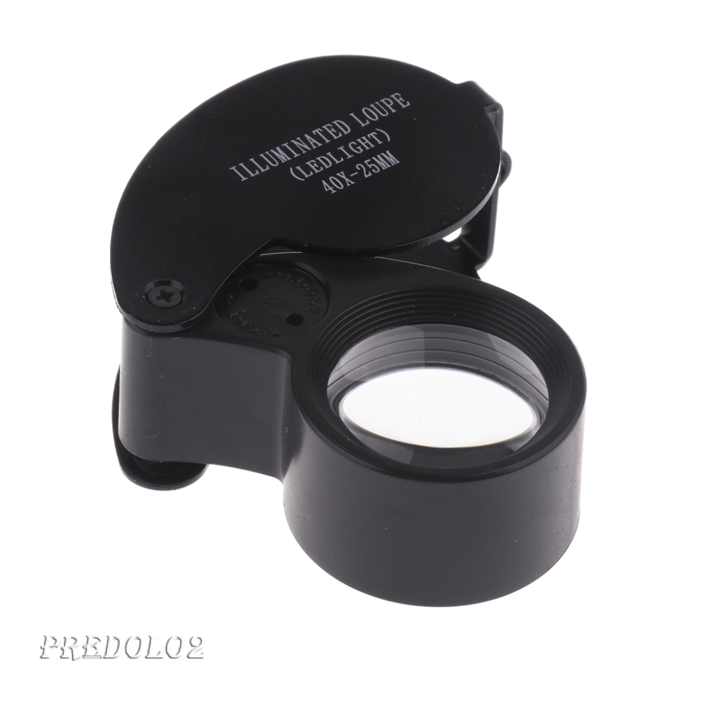 40X 25mm All Metal Magnifier Jeweler LED UV Lens Jewelery Loupe Magnifier with Metal Construction and Optical Glass,F015 