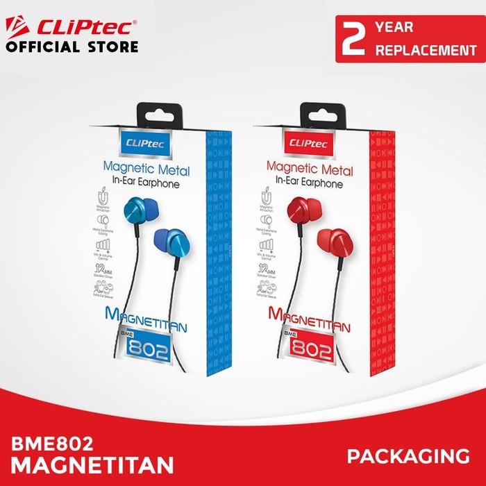 CLIPtec BME802 Earphone Magnetitan Metal With Microphone