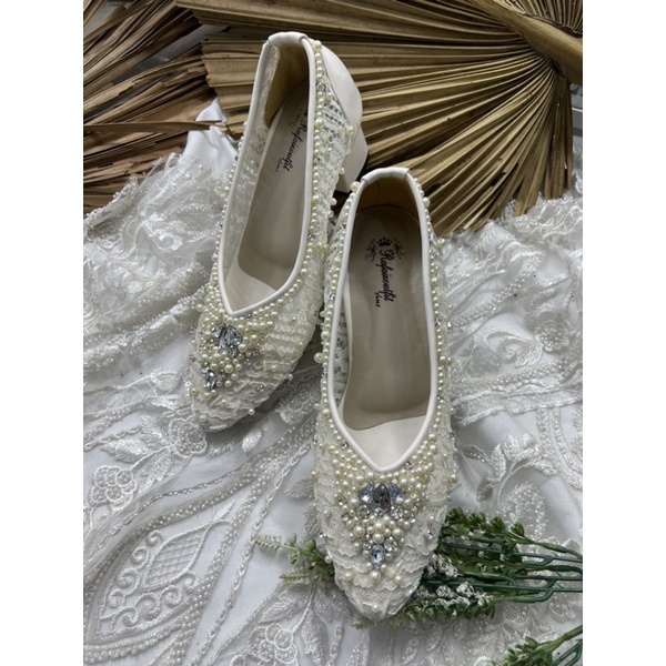 sepatu Rafaizoutfit wedding wanita syahera broken white tinggi 5cm tahu