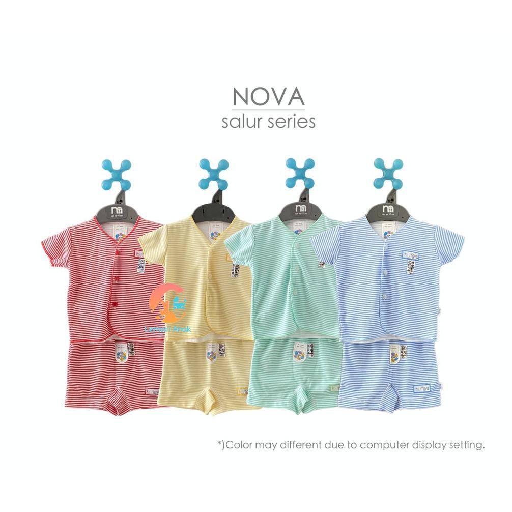 NEW COLLECTION NOVA Setelan Baju Bayi Lengan Pendek + Celana Pendek Motif 0-3 Bulan
