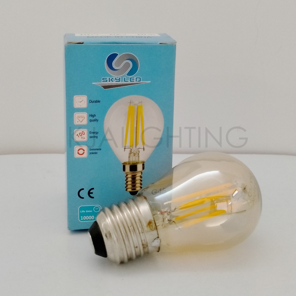 Lampu bohlam edison filament Led 2W G45 Kuning pijar vintage decorasi