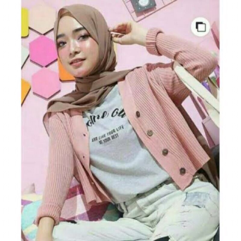 Willy Crop / Cardy Crop Kancing Batok / Kardigan Rajut Wanita / Cardy Knit Crop / Outer Rajut Masa Kini