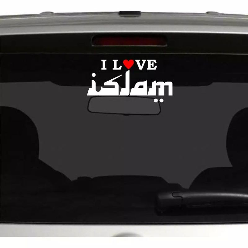 Stiker Mobil I Love Islam cinta islam Syahadat Kaligrafi Bismillah Tulisan Arab