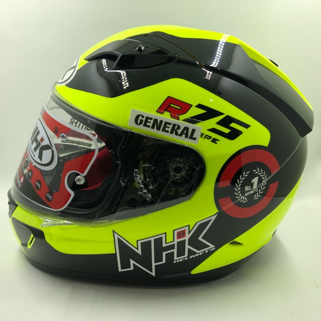 Helm NHK GP1000 GP 1000 Motif R75 Yellow Fluorecent Black Kuning Stabilo Double Visor Full Face