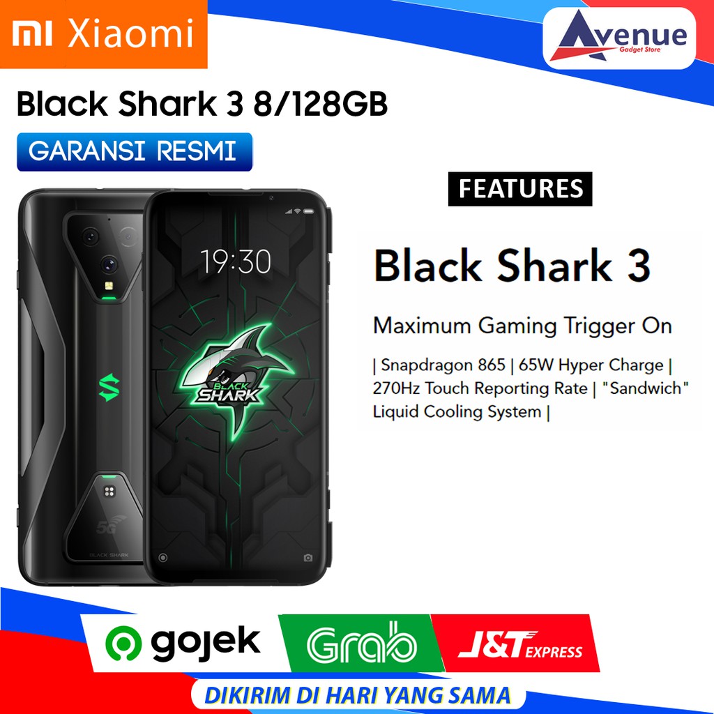 SPESIAL HR INI CUCI GUDANG HP  HP XIAOMI BLACK SHARK 3 8/128GB GARANSI RESMI PROMO MURAH