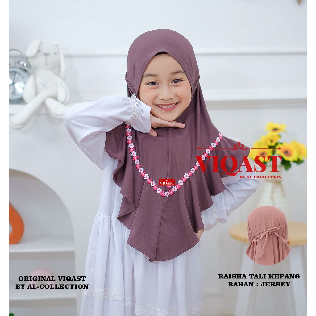 JILBAB ANAK TK RAISHA TALI KEPANG ROPEL PREMIUM ORI VIQAST 4 TAHUN SAMPAI 8 TAHUN kerudung anak perempuan bergo anak ropel  jilbab bayi bergo anak renda kerudung bayi hijab anak kerudung anak tali kepang