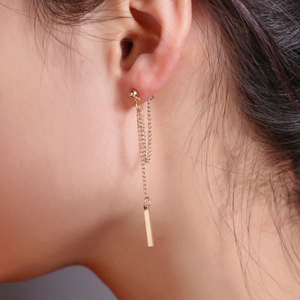 anting panjang long tassel simple chain earrings jan265 (3D3)