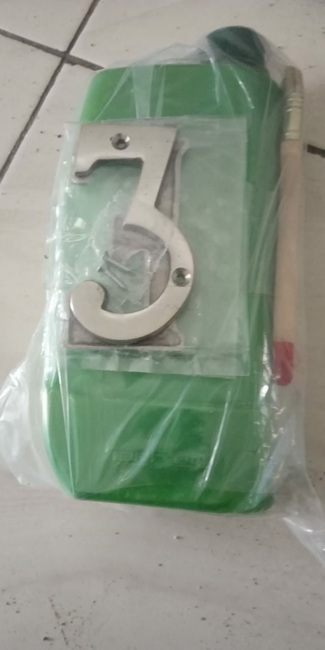 Nomor Angka Huruf Rumah Kantor Chrome Brass 4 Inch