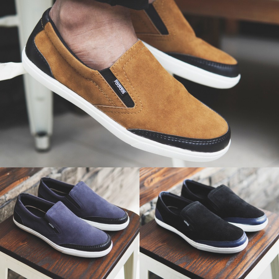 sepatu kasual pria slip on adidas advantage murah slop pria santai