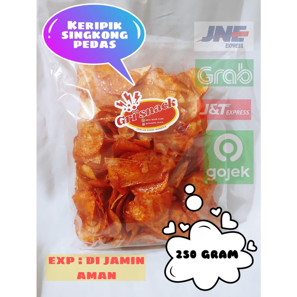 

( GRISNACK ) - CEMILAN / SNACK / MAKANAN RINGAN / KERIPIK SINGKONG PEDAS 250