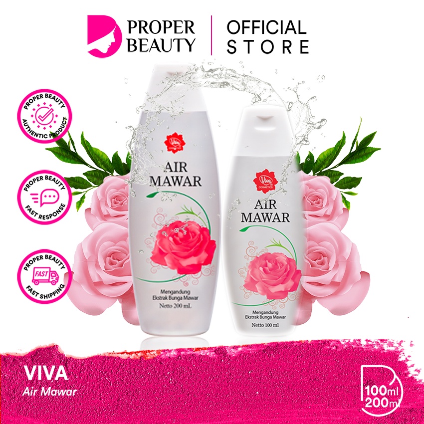 VIVA Air Mawar Indonesia / Rose Water 100ml 200ml / Cosmetic Milk Cleanser Face Tonic Waterdrop Sleeping Mask Queen Eye Brow Pencil / Toner Essence Mist Serum Eye Cream Sunscreen Masker Lulur Hair Shampoo Conditioner Lotion / Foundation Powder Lip Paket