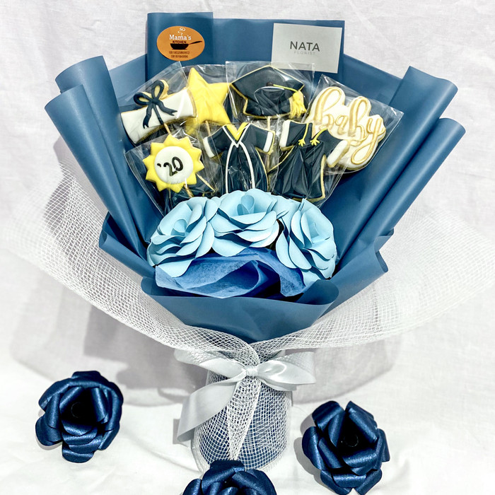 

Graduation Wisuda Cookies Bouquet - (isi 7 pcs) Icing Cookies / Sugar Cookies / Decorated Cookies / Kukis Hias