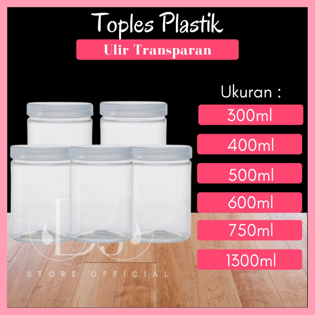 (Min 6pcs) Toples Plastik 300ml 400ml 500ml 600ml 750ml 1300ml Tutup Ulir