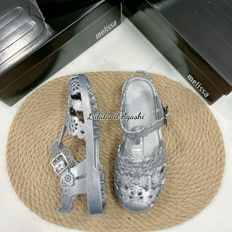 Sepatu  Melissa Possession Lace + Viktor And Rolf Ad Silver/ Sepatu melissa/Sepatu jelly wanita