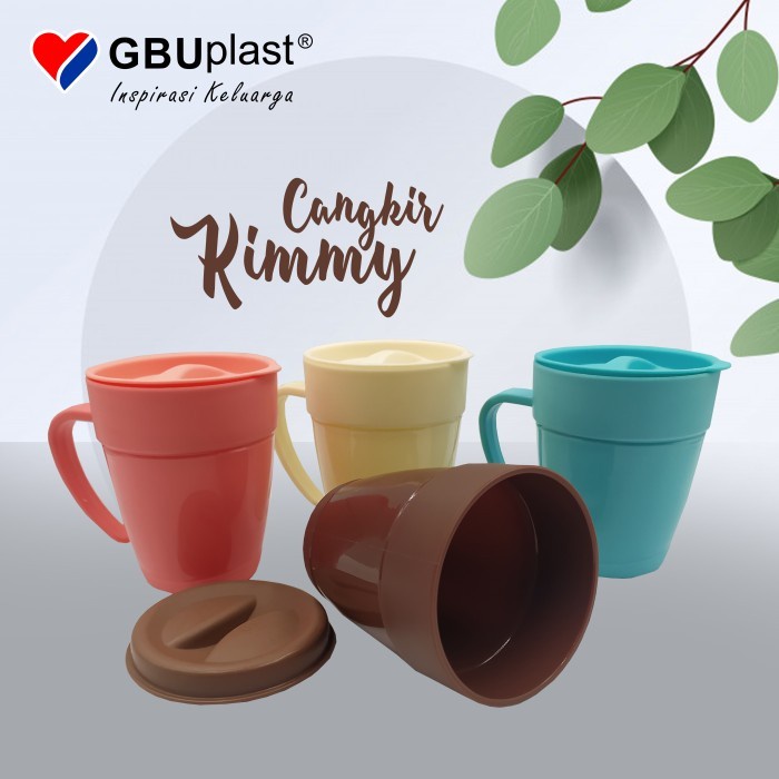 CANGKIR PLASTIK DENGAN TUTUP / MUG PLASTIK - KIMMY MC-203 GBU