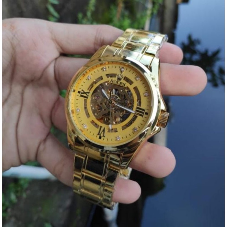 Jam Tangan Otomatis Romawi Tengkorak Skeleton Jam Tangan Tanpa Baterai Terlaris