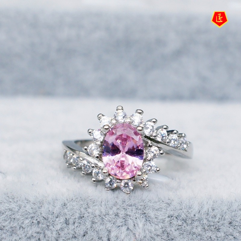 [Ready Stock]Fully-Inlaid Moissanite Blue Gemstone 925 Silver Ring