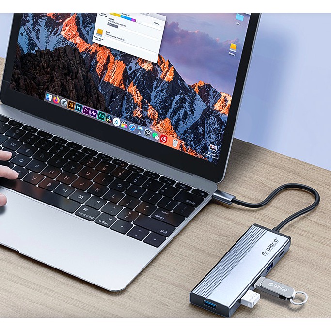 Type c to usb 3.0 hub 4 port with usb-c Pd 5in1 orico 100w 5Gbps aluminium docking station 5sxa