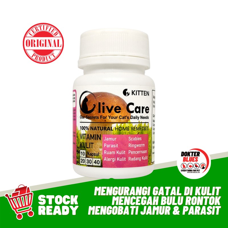 Olive Care Vitamin Kucing Problem Kulit Kitten Jamur Parasit Scabies Ringworm Kesehatan Bulu Isi 10