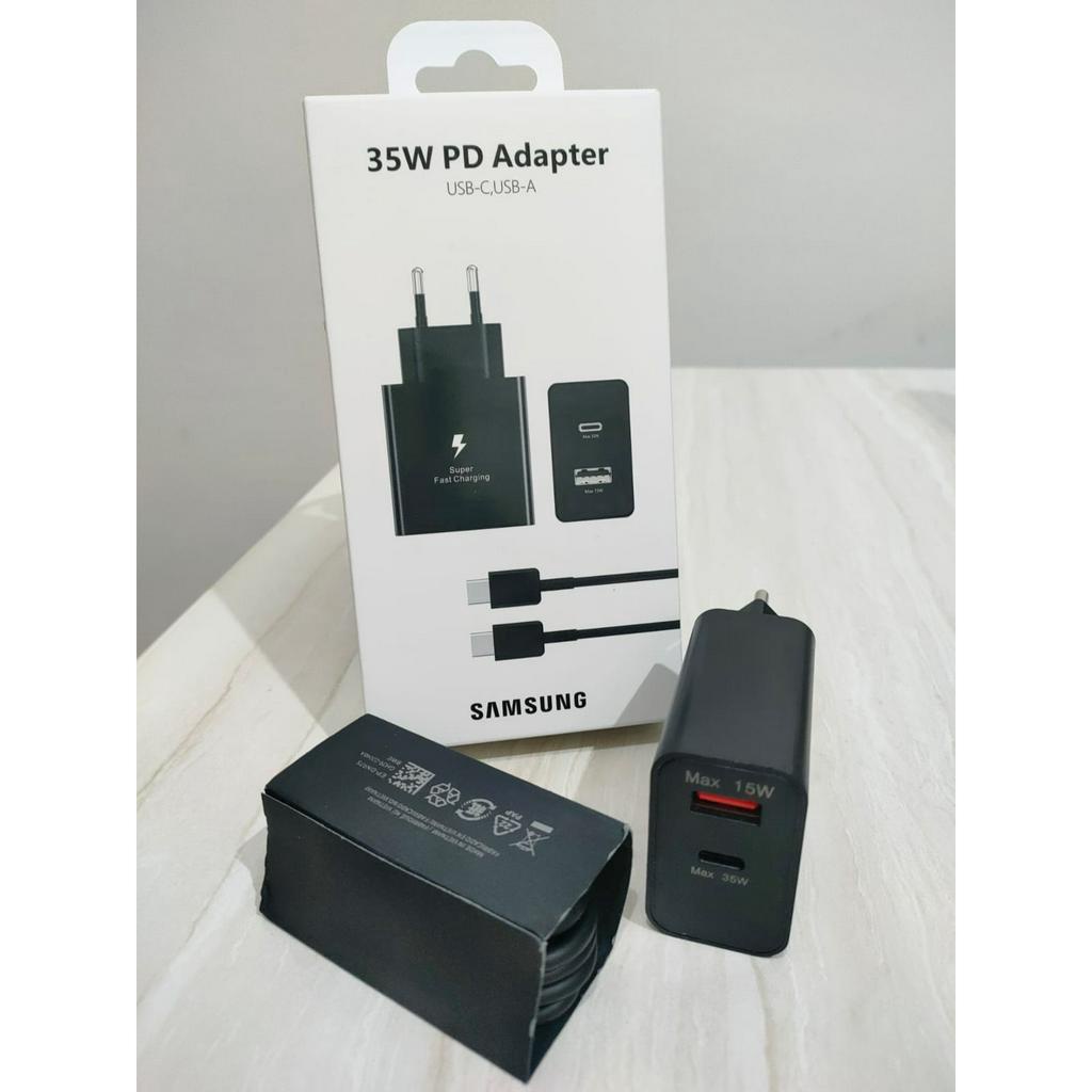 Travel Charger Samsung S22 35 W Dual USB Port Super Fast Charger Ori 100%