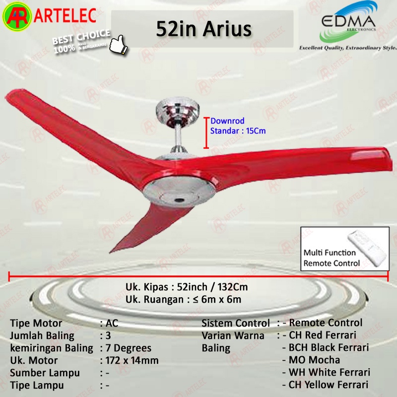 Kipas Angin Gantung MT EDMA 52in ARIUS Kipas Angin Plafon kipas angin dekorasi Mt Edma | MtEdma