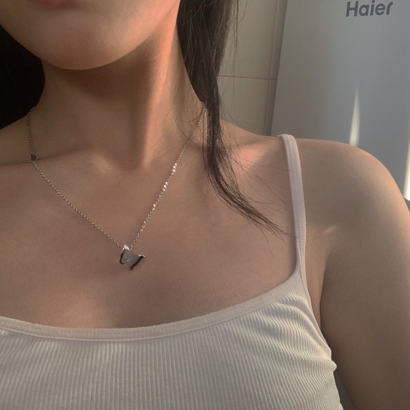 Butterfly double layer twin tali tebal kombinasi kalung chocker kalung Harajuku peralatan gadis