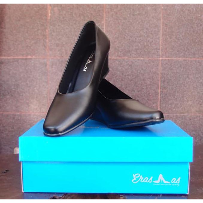 Sepatu Psk Persit Erasmas Wedges Hitam Doff S2990