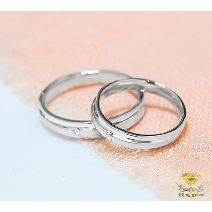 Cincin Kawin Couple Emas Berlian Eropa ASLI ORIGINAL Putih Nikah Tunangan Pernikahan Wedding NKZ30