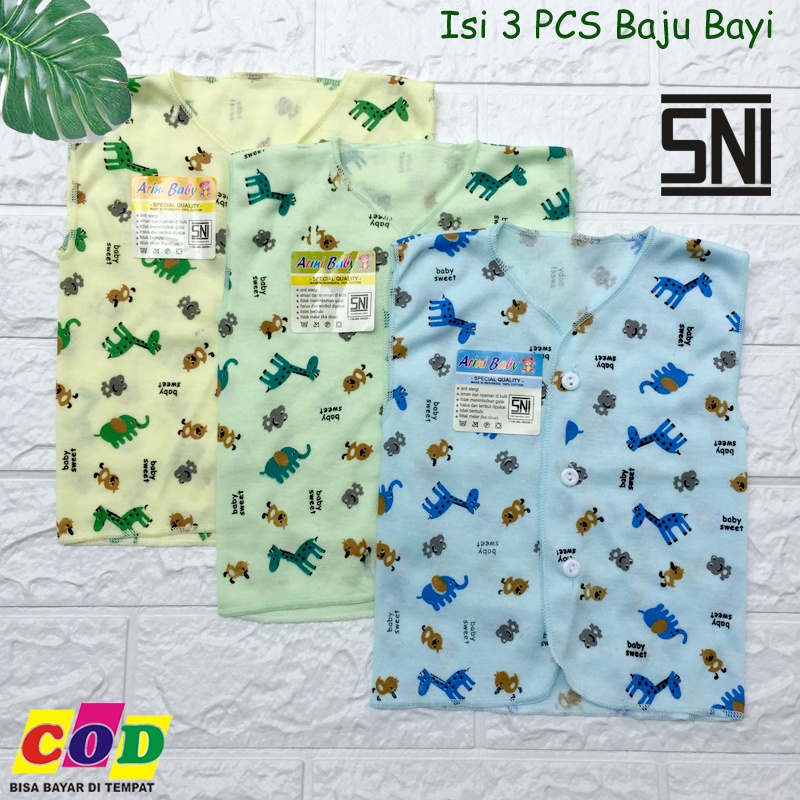 ANa Baby - 3 PCS Baju Bayi Baru Lahir Lengan Kutung Dalemna Bayi 0-3 Bulan