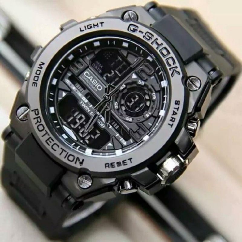 JAM TANGAN PRIA GSHOCK CASIO G SHOCK METAL RUBBER ANTI AIR MURAH DUAL TIME SPORT