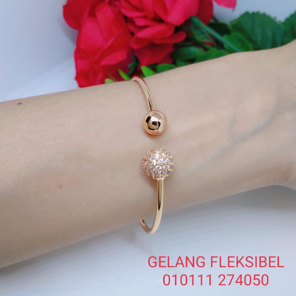 Gelang Tangan Fleksibel Bangle Wanita Titanium Xuping Perhiasan Aksesoris Fashion Lapis Emas Anti Karat