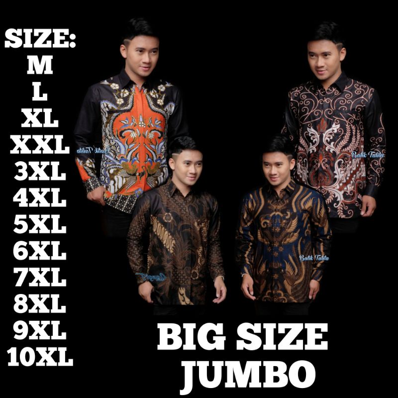 KEMEJA BATIK PRIA LENGAN PANJANG BIG SIZE JUMBO M.L.XL.XXL.3XL.4XL.5XL.6XL.7XL.8XL.9XL.10XL