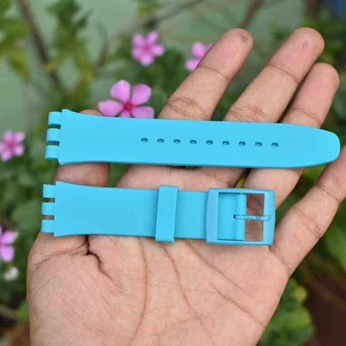 TALI JAM TANGAN SWATCH 19MM BIRU MUDA RUBBER STRAP