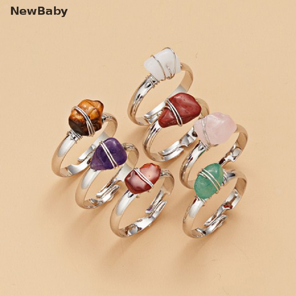 Newbaby Cincin Batu Kuarsa Resin Alami Rock Adjustable Untuk Wanita