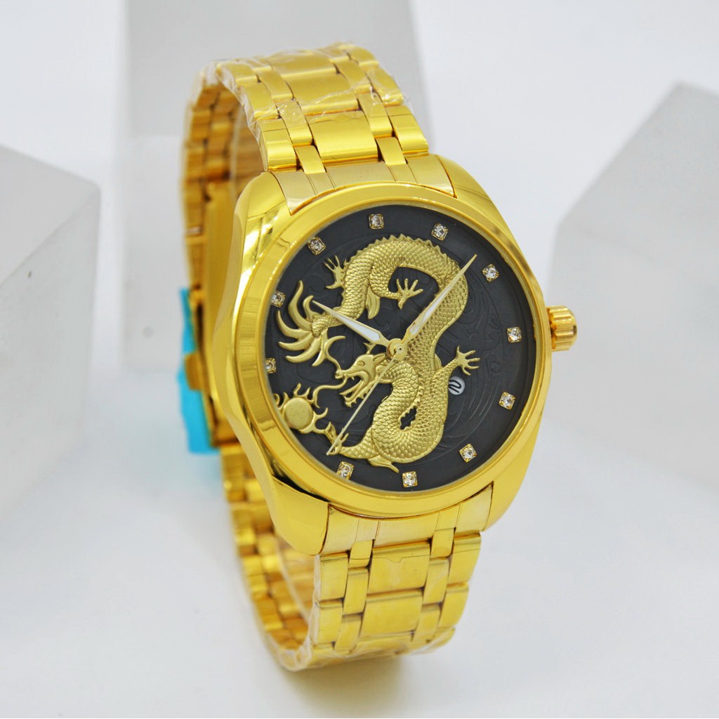 Jam Tangan Pria Dragon Rantai Date Aktif