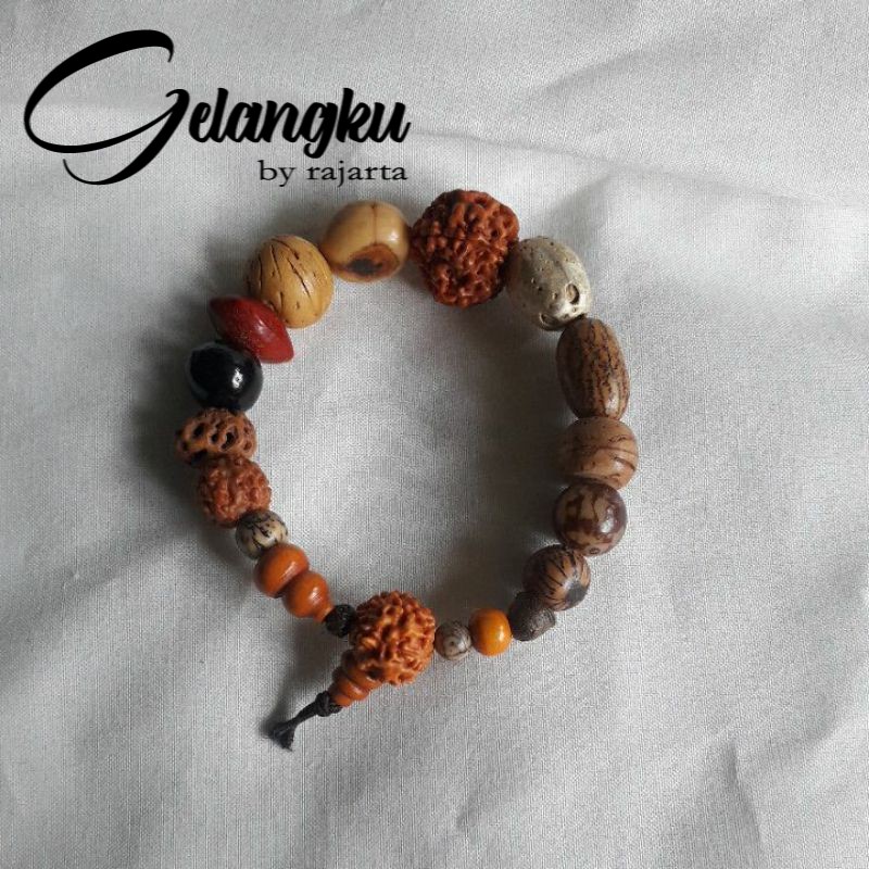 Gelang Etnik 18 Jenis Tibet Kayu Biji Bodhi Natural