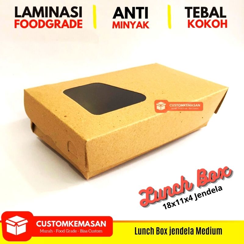 Diskon LUNCH BOX JENDELA / LUNCH BOX PAPER / PAPER LUNCH BOX / LUNCH BOX LAMINASI / KEMASAN MAKANAN 